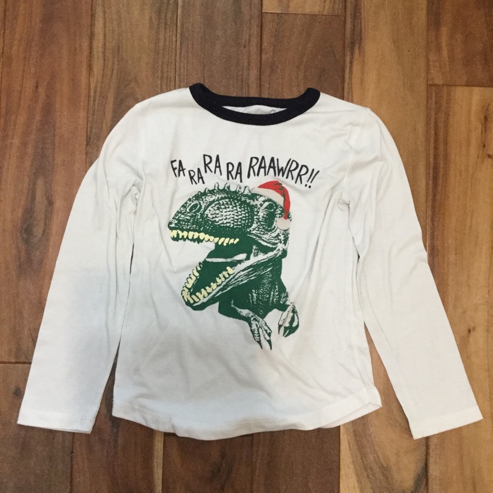 GAP Kids T-Rex Santa dinosaur pajama pj’s top 10